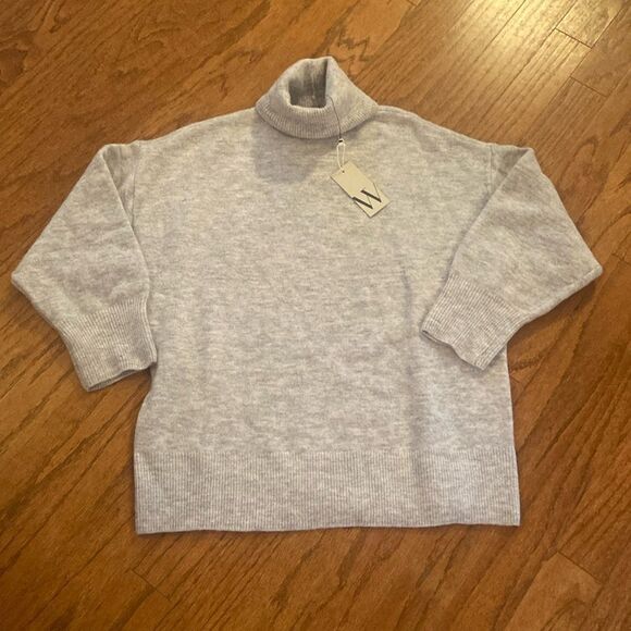 NWT Worthington oversized size medium sweater, gray, 3/4 length sleeve - Picture 1 of 11